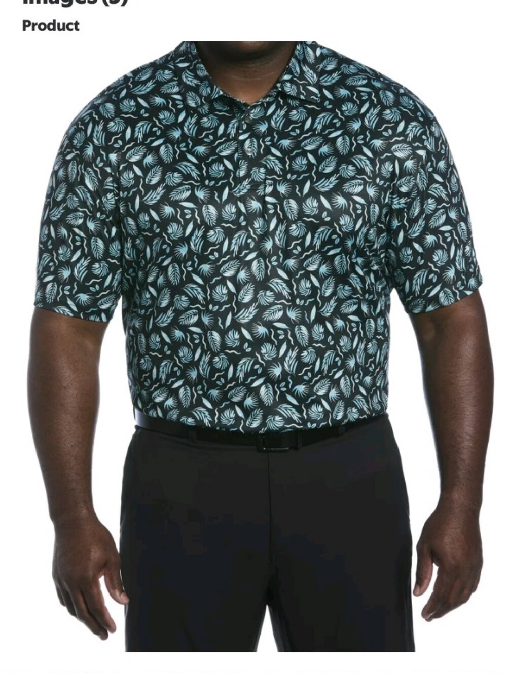 Men's Short-Sleeve Navy Leaf Print Shirt